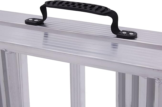 Black Widow Aluminum Motorcycle Ramp, Folding Ramps with Steps, 750 Lbs Capacity, Silver - Portable Loading Equipment and Storage Accessories for Motorcycles, Trucks, Trailers and Vehicles