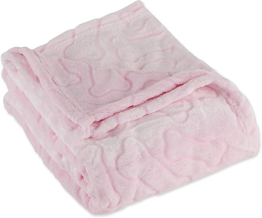 Bone Dry Embossed Bone Print Pet Blanket, Pink, 36x48"