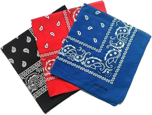 combocube 12 Pack(one Dozen) Multi-Purpose Cotton Paisley Cowboy Bandanas Headband for Men and Women