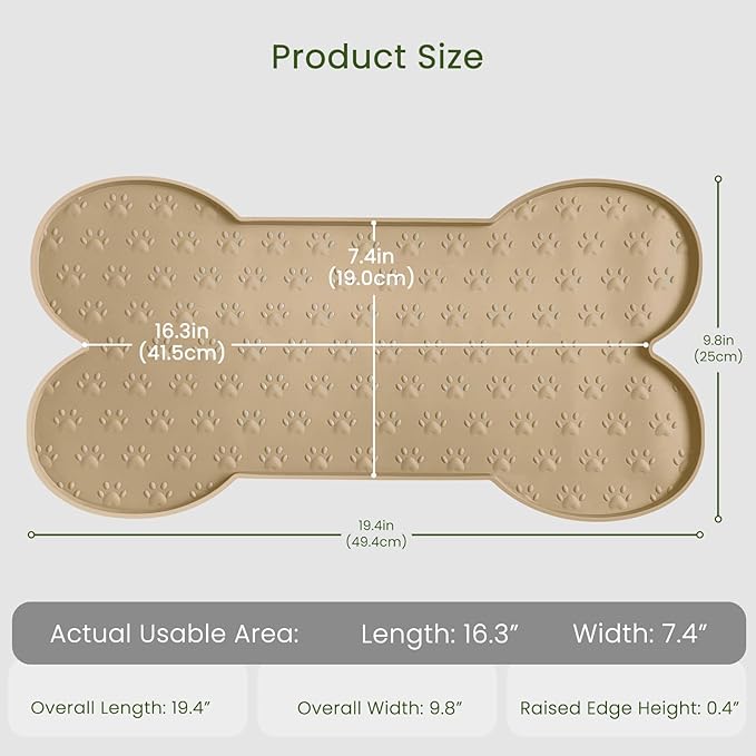 Dog Food Mat Anti-Slip Silicone Dog Bowl Mat Thicker Pet Placemat Waterproof Cat Feeder Pad with Raised Edge Puppy Kitten Feeding Mats Suitable Small Medium-Sized Dogs Cats Eating Tray