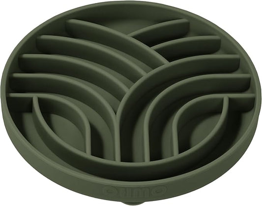 OHMO Slow Feeder Dog& Cat Bowl, Silicone Puppy Cat Food Bowl with Anti-Slip Suction Cup Slow Down Small Dogs Eating, Anti Choking (S-Tree of Life,Camo Green)