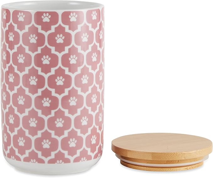 Bone Dry Lattice Collection Pet Bowl & Canister, Treat Canister, 4x6.5, Rose (Pack of 6)