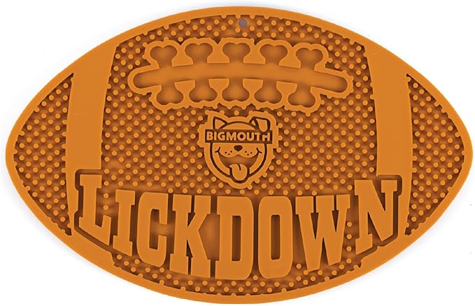 BigMouth Inc Touchdown Lick Mat for Dogs and Cats, Non Slip Silicone Slow Feeding Pad for Anxiety Relief, Bath Grooming Distraction Tool for Puppies Adult Pets, Dishwasher Safe Enrichment Toy