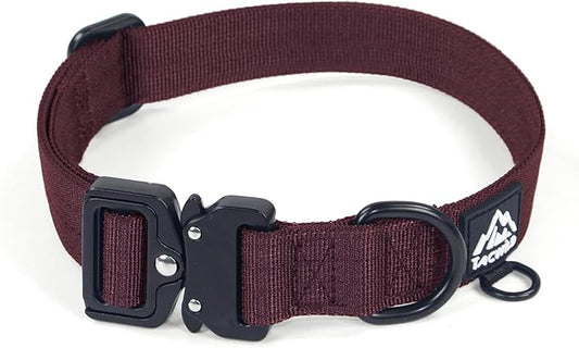 Dog Collar for Large Dogs - Adjustable, Chew Proof Nylon Collar with Metal Quick Release Buckle and D-Ring for Dog Tags (Burgundy)