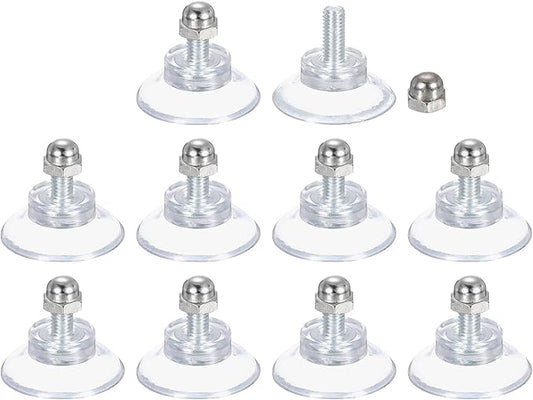 uxcell 10 Packs Suction Cups for Glass 34mm/1.3" Dia Clear PVC Window Glass Suction Sucker Pads with M6 x 13mm Screw for Window Bathroom Door Glass Wall Car Sun Shade