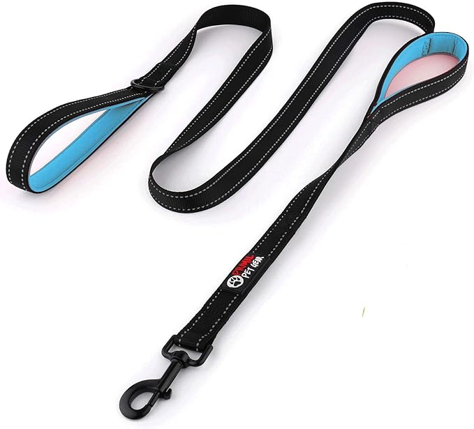 Primal Pet Gear Dog Leash 6ft Long,Traffic Padded Two Handle,Heavy Duty,Reflective Double Handles Lead for Control Safety Training,Leashes for Large Dogs or Medium Dogs,Dual Handles Leads(Black)