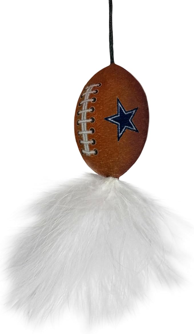 NFL Dallas Cowboys Cat Tunnel Tube Toy with Plush Football Catnip and Feathers Collapsible Tunnel for Cats to Play, Peek and Hide, Sporty & Fun Cat Tunnel Toy with Team Logo All-Over Design!