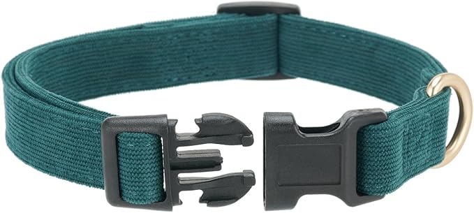 Soft Corduroy Fibric Dog Collar, Quick Side Release Buckle, for Large Dogs.(Green,Large:17-26")