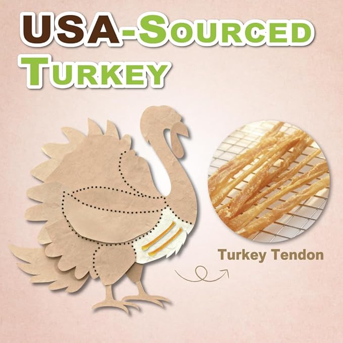 A Freschi srl Turkey Tendon of Dog Bones Shape, USA-Sourced, Limited-Ingredient, Rawhide-Free, Long-Lasting, All-Natural Dog Treats for Medium Dogs, 3 Count Pack (M)