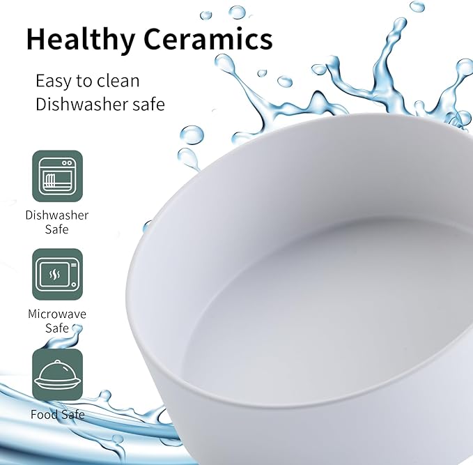 White Raised/Elevated Ceramic Dog Bowl for Small Medium Sized Breeds,Dog Food Water Bowl with Stand,6 in Non Slip Heavy Weighted 3.6 Cups