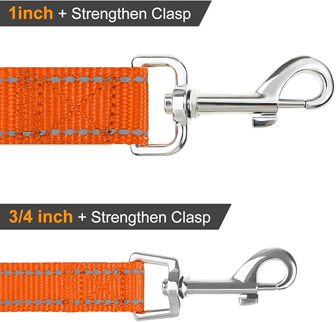 Joytale Dog Leash Heavy Duty for Small Medium Dogs, 4 FT Reflective Nylon Pet Walking Lead with Soft Padded Handle, Durable & Tangle Free for Training, Running & Safety Control, Orange