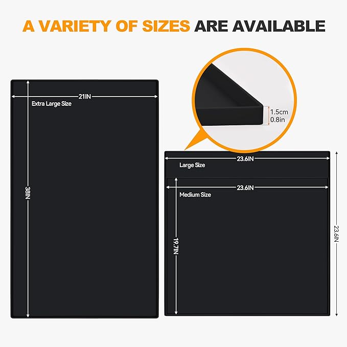 Finorder Dog Silicone Mat for Food and Water,100% Floors Waterproof Pet Feeding Mats Higher Raised Edges 23.6"X19.7"Large Silicone Mat Bpa Free,Placemats for Cats and Dogs,Pet Supplies(Black)