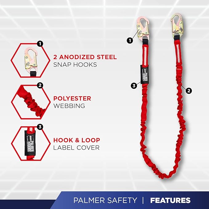 Palmer Safety Hammerhead 5pt Safety Harness Back Padded, QCB Chest, Tongue Buckel Legs Straps, Back & Side D-Rings
