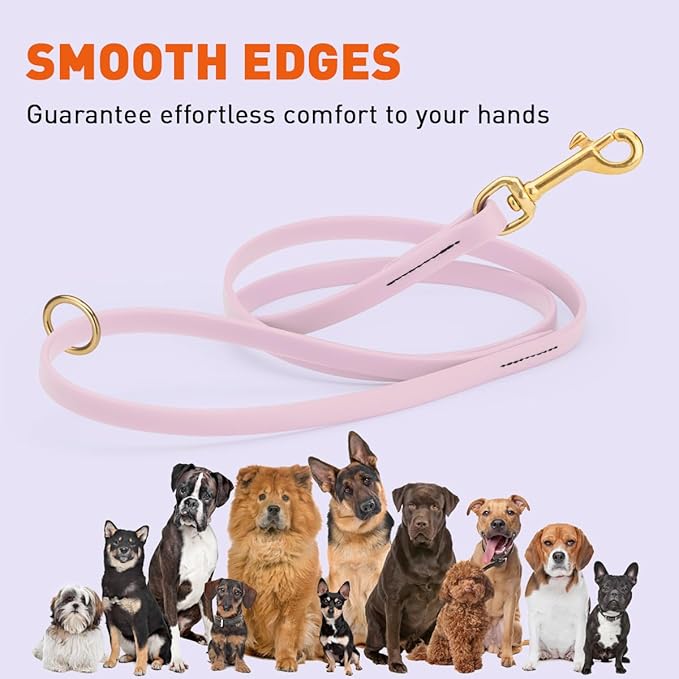 Viper Biothane K9 Working Dog Leash Waterproof Lead for Tracking Training Schutzhund Odor-Proof Long Line with Solid Brass Snap for Puppy Medium and Large Dogs 6ft, Pastel Purple