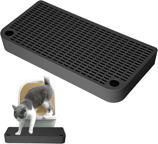 Black Litter Box Step Anti-Tracking & Easy to Clean,Portable Plastic Litter Box Ramp with Filter Function,Cat Steps for Small & Elderly Cats(12.6×6.3×1.57In)