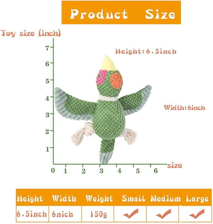 Dog Toys Set, Large Dogs Toy, Stuffed Animal Dog Chew Toy, Soft Plush Dogs Toys Pack for Small. Middle, Large Breed(3-Pack, Birds)