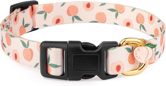 Handmade Dog Collar for Small Medium Large Dogs,White Peach with Pendant Fall and Winter Fashions Dog Collar (Large)