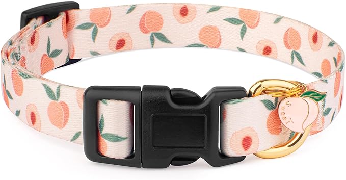 Handmade Dog Collar for Small Medium Large Dogs,White Peach with Pendant Fall and Winter Fashions Dog Collar (Small)