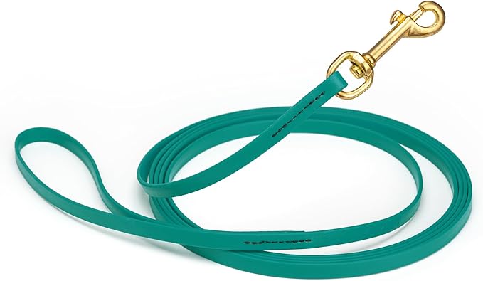 Viper Biothane K9 Working Dog Leash Waterproof Lead for Tracking Training Schutzhund Odor-Proof Long Line with Solid Brass Snap for Puppy Medium and Large Dogs, 15ft Blue Aqua