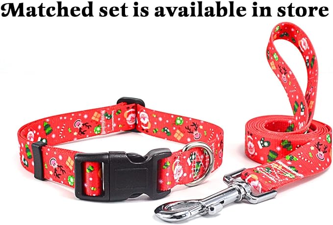 Christmas Dog Collar - Premium Adjustable Dog Collar for Small Medium Large Dogs (Christmas,L)
