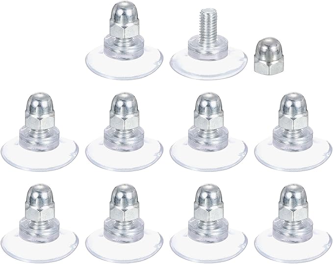 uxcell 10 Packs Suction Cups for Glass 34mm/1.3" Dia Clear PVC Window Glass Suction Sucker Pads with M8 x 13mm Screw for Window Bathroom Door Glass Wall Car Sun Shade
