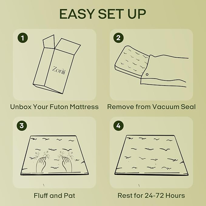 ZonLi Japanese Floor Futon Mattress Twin Size 75"x 39", 100% Cotton Cover 4'' Thicken Tatami Mattress, Foldable Sleeping Pad, Portable Dormitory Tatami Mat, Roll Up Floor Lounger Bed for Adult (Khaki)