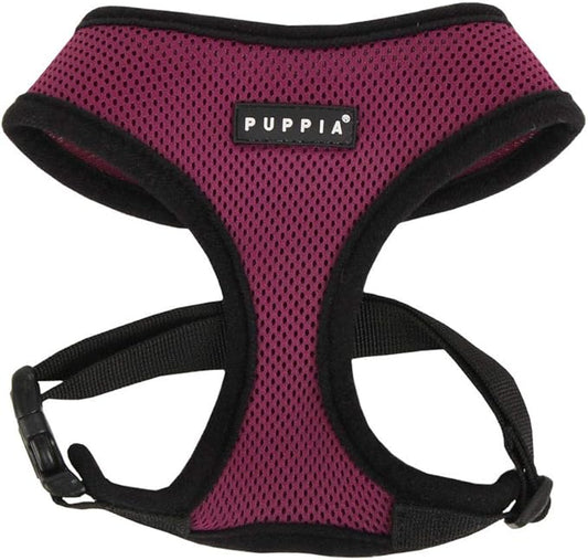 Puppia Soft Dog Harness No Choke Over-The-Head Triple Layered Breathable Mesh Adjustable Chest Belt and Quick-Release Buckle, Purple, Small