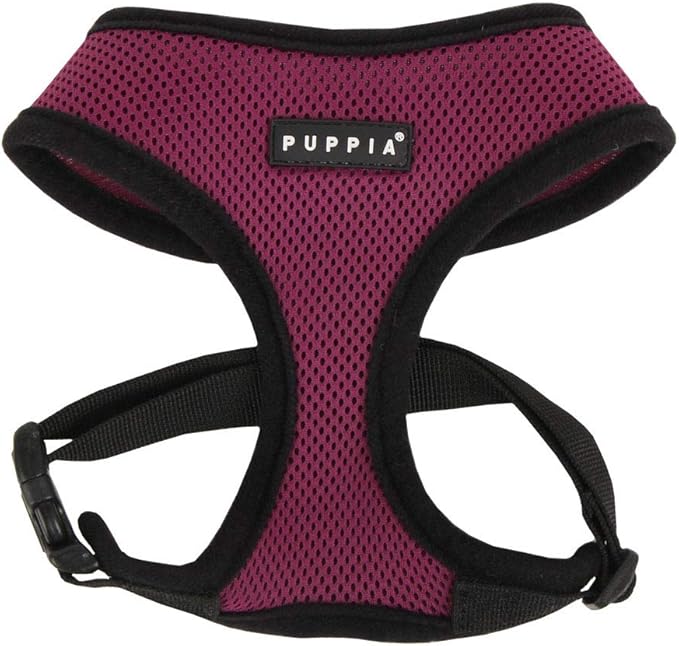Puppia Soft Dog Harness No Choke Over-The-Head Triple Layered Breathable Mesh Adjustable Chest Belt and Quick-Release Buckle, Purple, X-Small