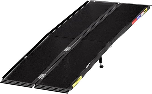 6 Feet Portable Wheelchair Ramp with Sopport Legs, Black Seamless Non-Slip Aluminum Folding Handicap Ramp,Threshold Ramp for Doorways, Wheel Chair Ramp for Home Steps,Loading Dock Plates