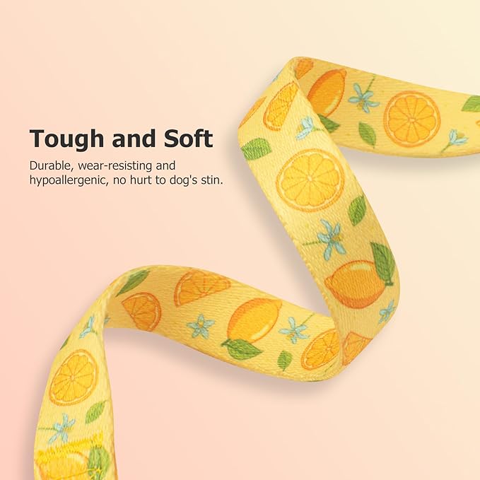 Handmade Dog Collar for Small Medium Large Dogs,Yellow Lemon with Pendant Fall and Winter Fashions Dog Collar (Medium)