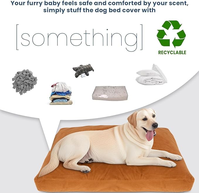 Faux Fur Dog Bed Covers – Ultra Soft Rose Velvet, Removable & Washable, Cozy & Durable,Large Pet Bed Cover Only (No Filling) – Gray, (Fleece Coffee Brown, 36" L x 24" W x 4" Th)