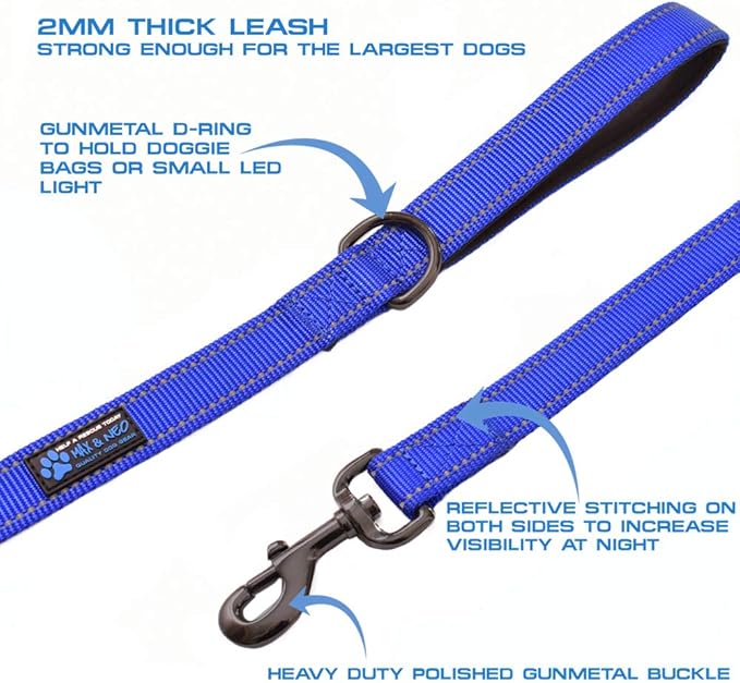 Max and Neo Reflective Nylon Dog Leash - Donate a Leash to Rescue for Each Sold (Black, 4ft)