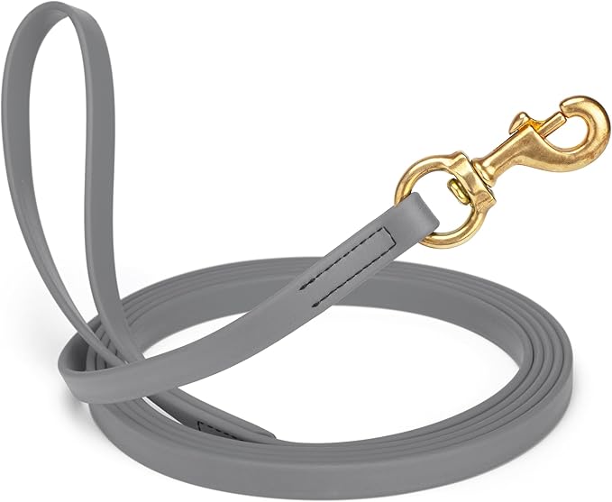 Viper Biothane K9 Working Dog Leash Waterproof Lead for Tracking Training Schutzhund Odor-Proof Long Line with Solid Brass Snap for Puppy Medium and Large Dogs, 15ft Battleship Gray