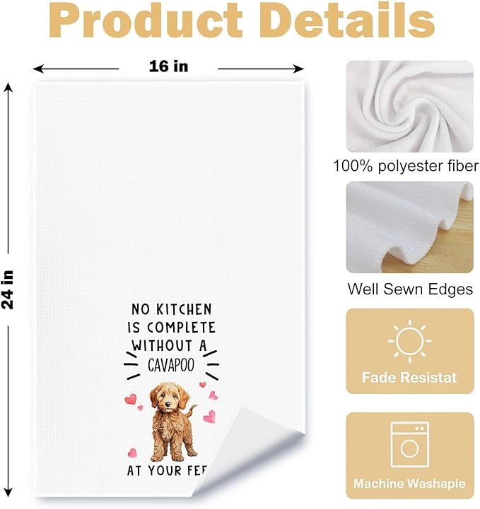 Cavapoo Dog Kitchen Towels, Cavapoo Gifts Dish Tea Towels for Kitchen Decor, Dog Lovers Gifts for Women Men Decorative Hand Towel, 16x24 Inches Set of 2