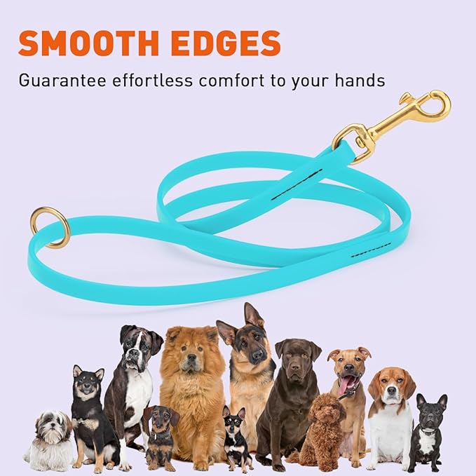 Viper Biothane K9 Working Dog Leash Waterproof Lead for Tracking Training Schutzhund Odor-Proof Long Line with Solid Brass Snap for Puppy Medium and Large Dogs 6ft, Sky Blue