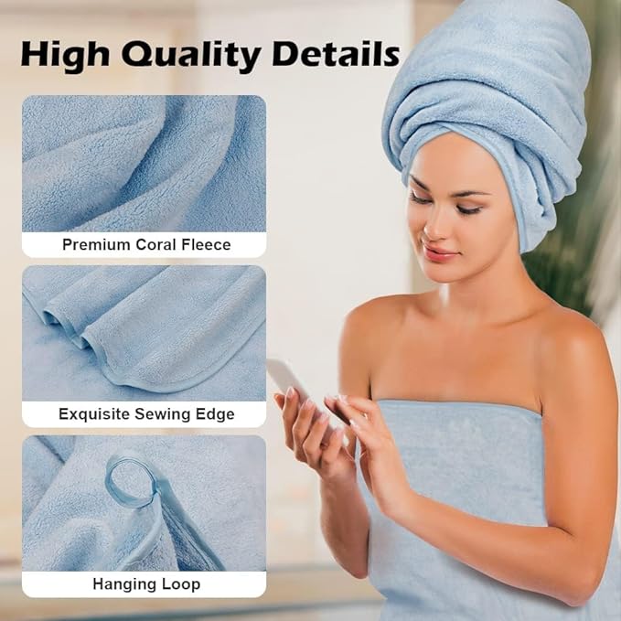 Orighty 2-Pack Microfiber Bath Towels (27'' x 54'') - Soft, Absorbent, Quick-Drying, Blue