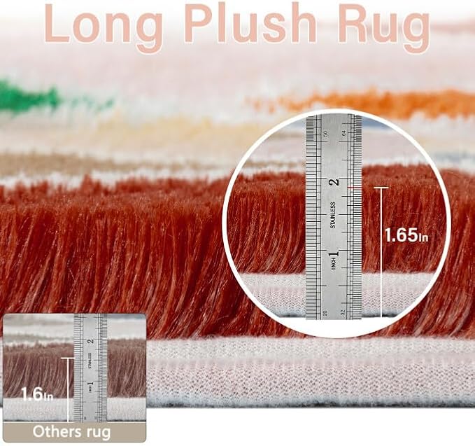 5x8 Checkered Rug for Bedroom Rainbow Modern Soft Area Rug Fluffy Non-Slip Carpet for Living Room Playroom Home Aesthetic Decor