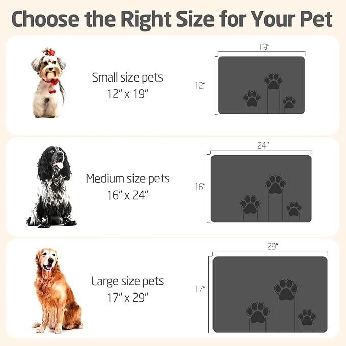 Pet Feeding Mats-Absorbent Dog Mat for Food and Water Bowl, Dog Accessories Pet Supplies, Quick Dry No Stains Water Dispenser Mat for Pet, Non-Slip Bowl mat for Messy Drinkers