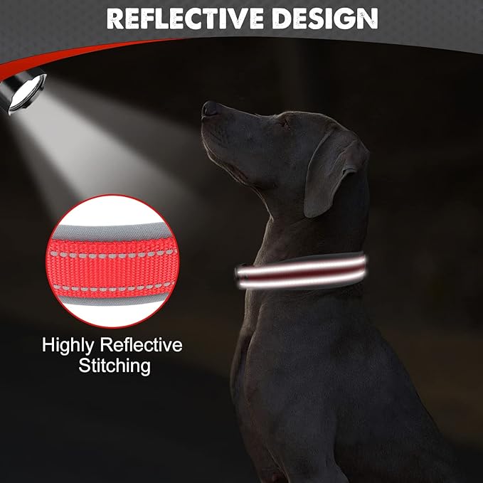 Joytale Dog Collar for Extra Large Dogs, Neoprene Padded and Adjustable, Reflective Wide Heavy Duty Pet Collars with Durable Metal Belt Buckle for Walking, Red, XL