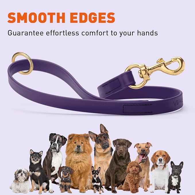 Viper Biothane K9 Working Dog Leash Waterproof Lead for Tracking Training Schutzhund Odor-Proof Long Line with Solid Brass Snap for Puppy Medium and Large Dogs 20in, Violet Purple