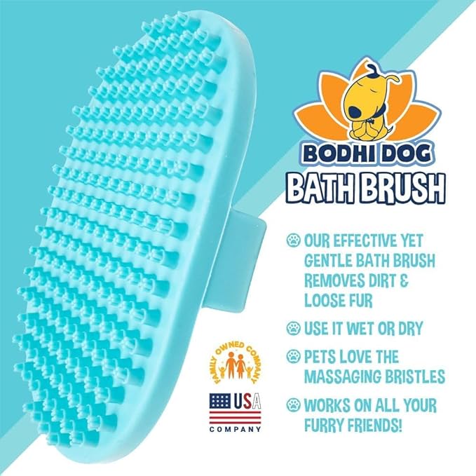Bodhi Dog Shampoo Brush - Pet Grooming & Bath Supplies for Dogs and Cats - Bath Brush for Long & Short Hair - Premium Scrubber for Shower, Bathing & Massage (One Pack, Aqua)