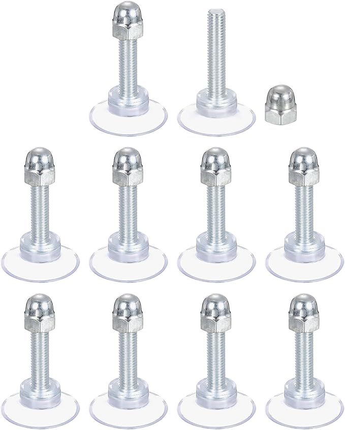 UXCELL 10 Pack Clear PVC Zinc Alloy Suction Cups, 34mm/1.3" Dia, M8 x 38mm Screw, Window Bathroom Door Glass Wall Car Sun Shade