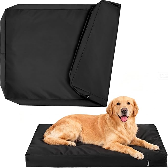 Waterproof Dog Bed Cover Replacement Washable, Easy to Clean, Pet Hair Resistant, Heavy Duty Oxford, Zipper Closure, Indoor/Outdoor Use, Fits 48 Inch Dog Crate - Extra Large XL - 47"x 29"x 4" - Black