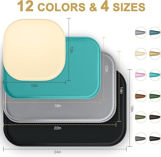 Small Silicone Pet Food Mat with Raised Edge for Food and Water Bowl, Square Dog Feeding Mats, Cat Food Trays for Floor Waterproof, Rubber Tray for Dogs and Cats, 12 x 12 x 0.7 Black