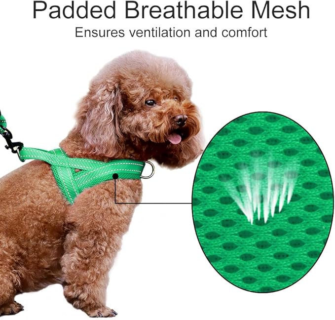Plutus Pet No Pull Dog Harness with Breathable Mesh Padded, Adjustable Reflective Escape Proof Dog Harness, Quick Fit Dog Vest Harness for Small Medium Large Dogs(L, Green)
