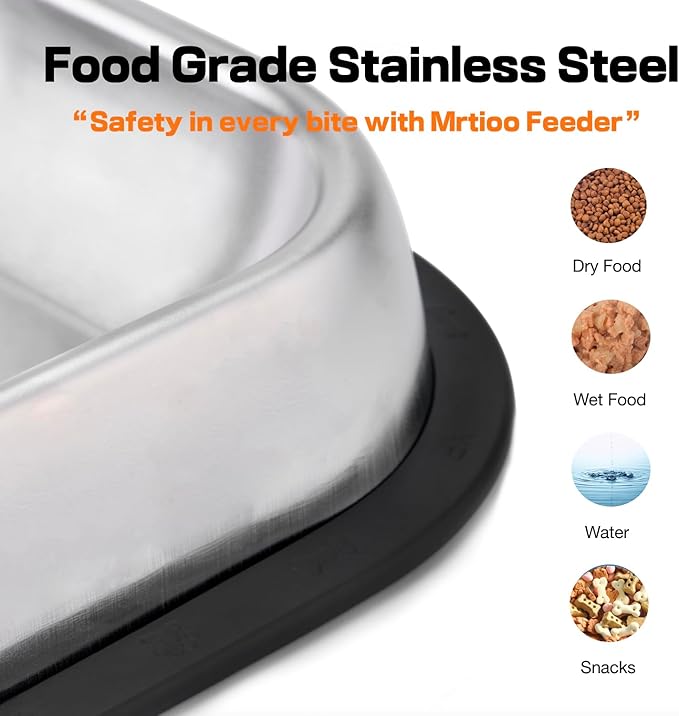 304 Stainless Steel Metal Food Dishes, with Cleaning Kit, Shallow Dog Food Bowls, Feeder Dog Bowls Water Bowl, for Small/Med Sized Cats Dogs (8.2 inch/1 Bowl)