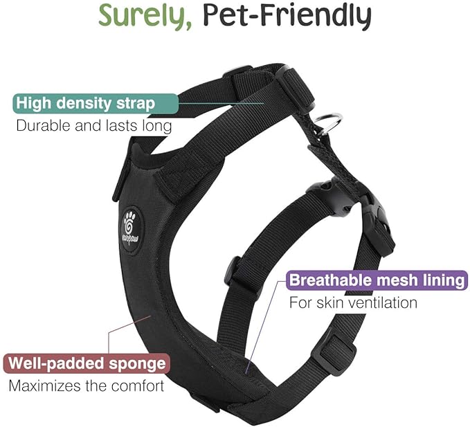 Dog Seat Belt, Safety Vest Dog Car Harness with Adjustable Buckle Dog Seat Belt for Vehicle Nylon Pet Safety Seat Belts Heavy Duty(XL, Black)