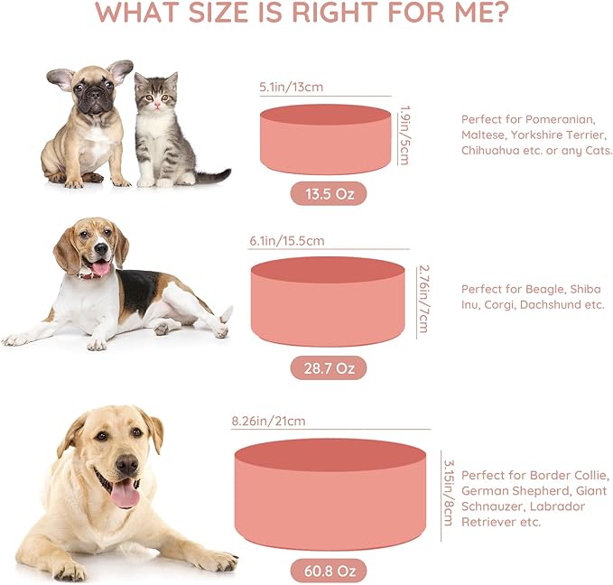 SPUNKYJUNKY 13.5OZ Ceramic Dog and Cat Bowl, Modern Cute Weighted Food Water Bowl for Replacement Pink (1 Pack)