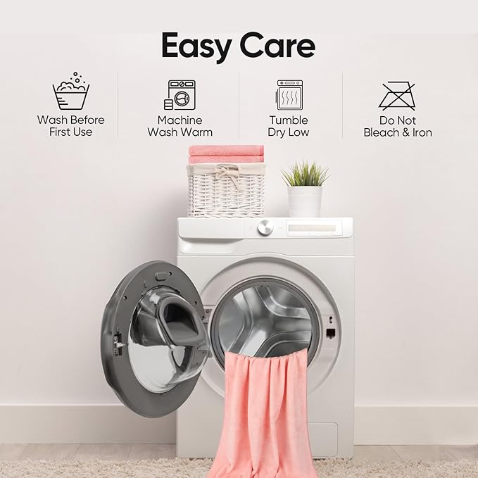 Orighty 6-Piece Towel Set - Soft & Lightweight - 2 Bath Towels, 2 Hand Towels, and 2 Wash Cloths - Absorbent & Quick Drying Microfiber Towel for Multipurpose, Bathroom, Gym, Sport, Yoga, Travel - Pink