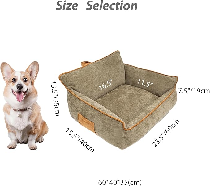 Orthopedic Dog Bed with Memory Foam, Washable Plush Pet Bed for Small, Medium & Large Dogs, Cozy Bolster Crate Dog Bed for Joint Support & Comfort.(Brown)